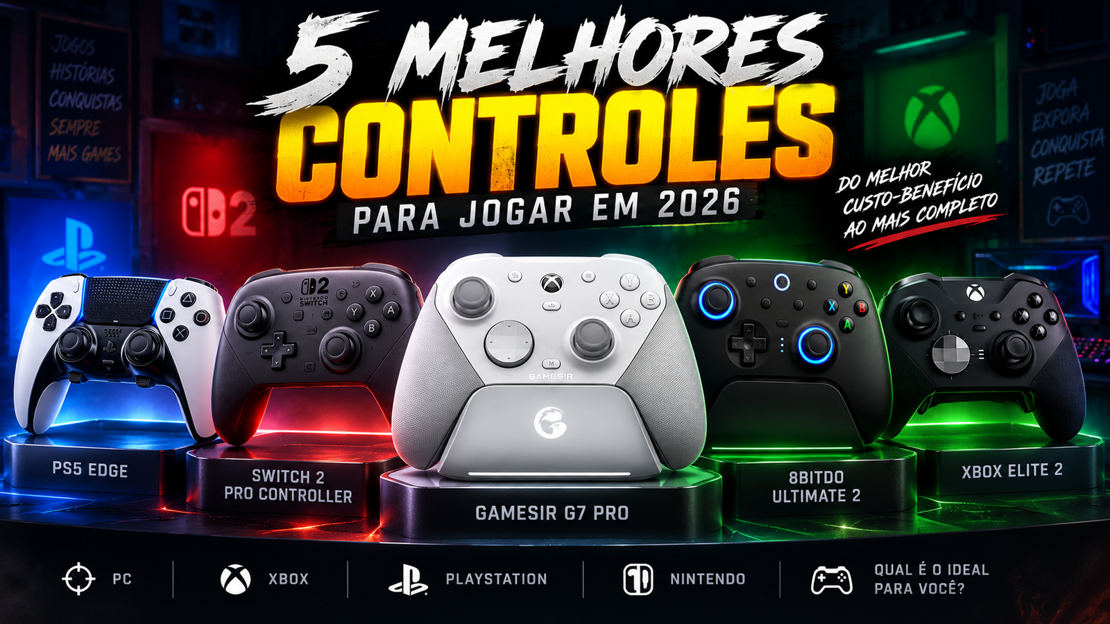 No momento, você está visualizando 5 melhores controles para jogar em 2026: do melhor custo-benefício ao mais completo